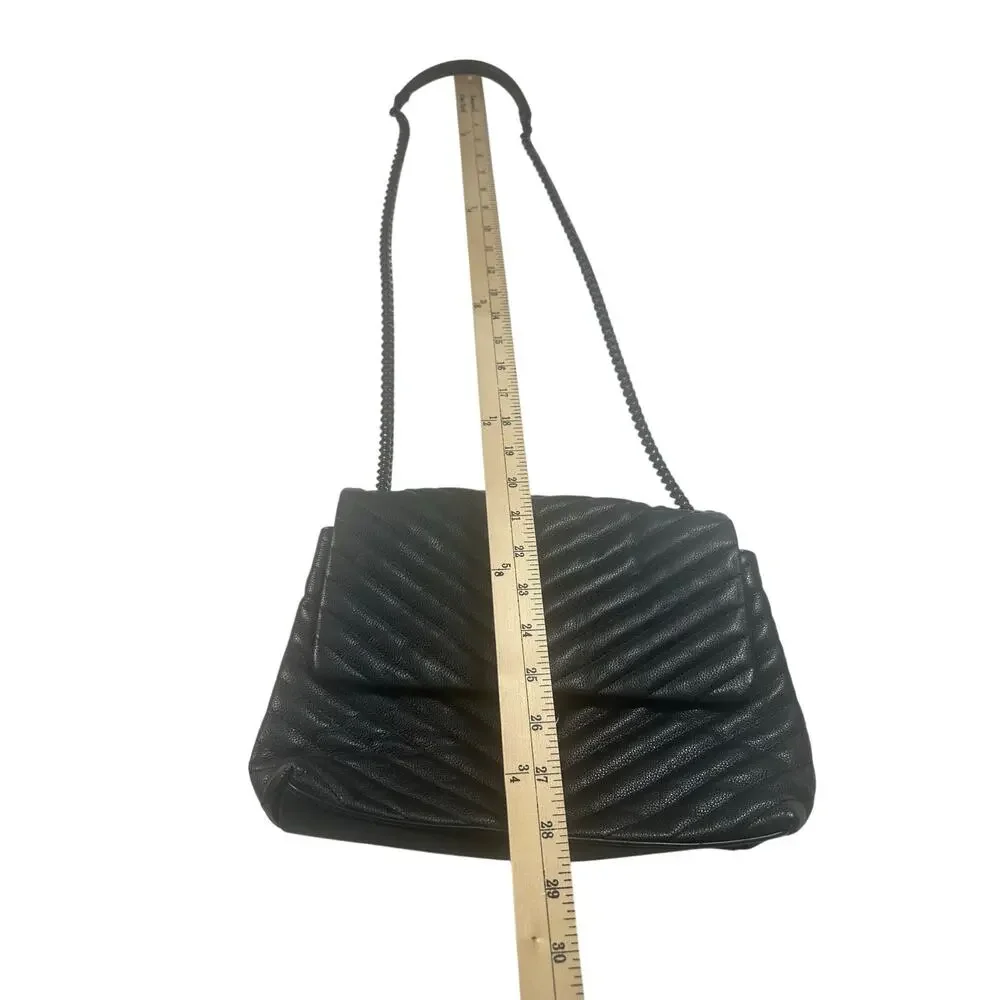 Rebecca Minkoff Edie Flap Medium Leather Shoulder Bag‎ All Black Hardware EUC